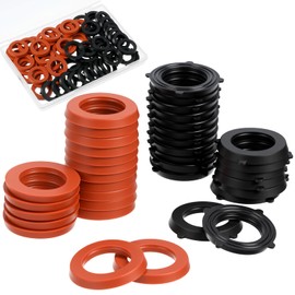 Classicseali 80pcs Rubber Washers for Plumbing, Flat Rubber Washers for Standard 3/4 Inch Outdoor Hose Fittings with Heavy Duty Red & Black Self-Locking Tabs to Hold The Gasket Securely in The Fitting