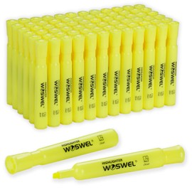 WOSWEL Highlighters Bulk, 72 Pack Tank Style Highlighters Set, Fluorescent Yellow, Chisel Tip Highlighter Markers Bulk for Kid and Adult Coloring, Highlighting as School Supplies