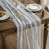 Artoid Mode White Silver Gauze Table Runner 120 Inch 10FT,