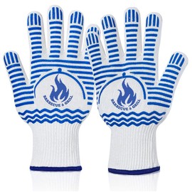 Oven Gloves Heat Resistant, Xndryan 482℉ BBQ Gloves Extreme Heat Resistant Gloves Hand Protection Grilling Gloves Oven Mitts Kitchen Gloves for Cooking, Baking, Pizza Pan - Blue
