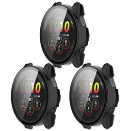 3Pack Tempered Glass Screen Protector Cases Compatible with Garmin Forerunner 165/165 Music Smartwatch Accessories