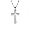 Rockyu Men's Necklace, Silver, Venetian Chain, Stylish, Cross Pendant, Birthday,