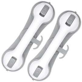 2 Pack Grab Bars for Bathtubs and Showers with 3 Suction Cups Heavy Duty Bathroom Handrails for Seniors and Elderly Safety Grip No Drilling Waterproof Bath Handle