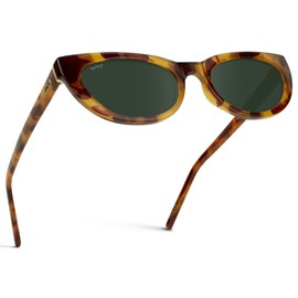 WearMe Pro Cateye Sunglasses for Women (Savana Tortoise/Smoke Green Lens)