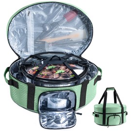 Insulated Slow Cooker Carrying Bag for 6-8 Quart CrockPot and Hamlton Beach Slow Cooker Totes with See-thought Window, Portable Carrier Case Slow Cooker Case with Adjustable Band and Accessory Pocket