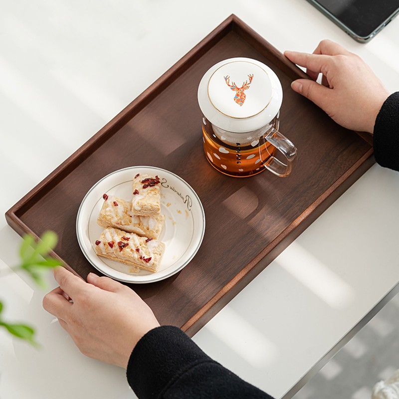 Tea Tray Walnut Material Nontoxic Environmental Protection Breakfast Tray for