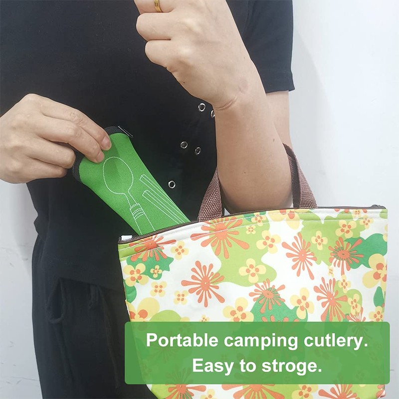 Pack of 2 Portable Stainless Steel Sporks Camping Cutlery Spoon