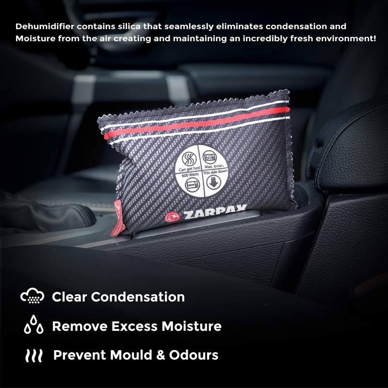 Zarpax Car Dehumidifier, 4-Pack - Rechargeable, Anti-Fog, Portable Moisture Absorber