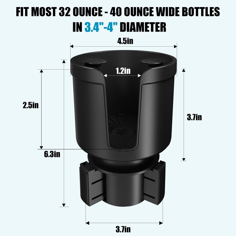 Upgraded Car Cup Holder Expander Adapter with Offset Adjustable Base,