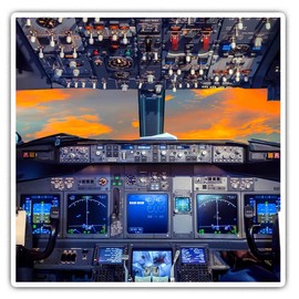 Square Stickers (Set of 2) 7.5cm - Flight Deck Aeroplane Cockpit Pilot Laptop Tablet Luggage Scrapbook #16297