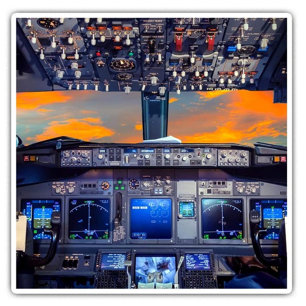 Square Stickers (Set of 2) 7.5cm - Flight Deck Aeroplane