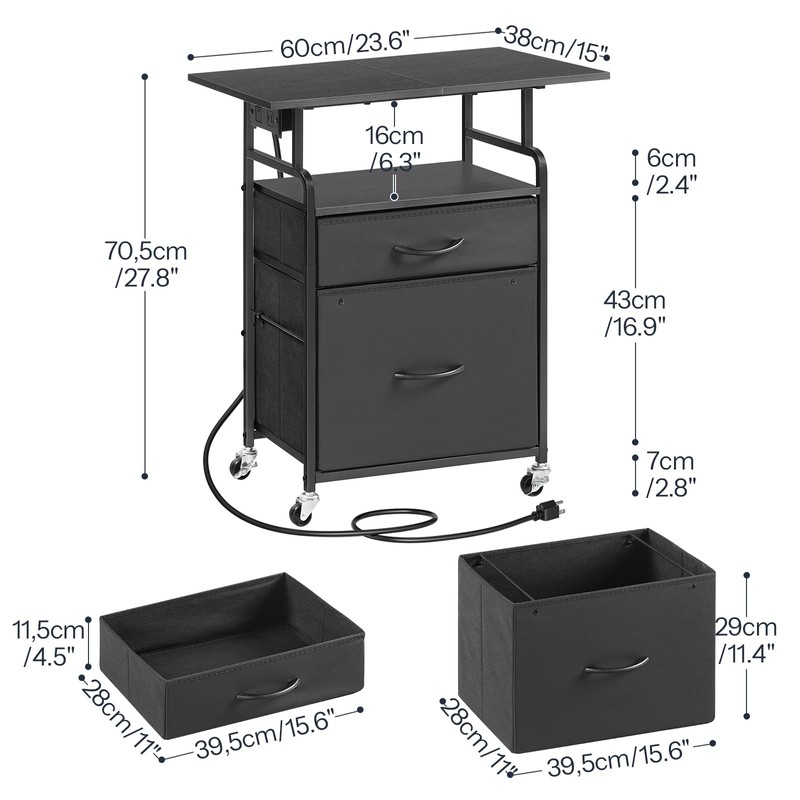Printer Stand, Printer Table with Drawers, Mobile Filing Cabinet with