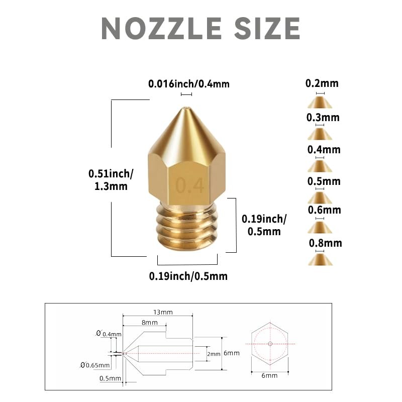 32 Pcs 3D Printer Nozzle Kit with MK8 Brass Nozzles