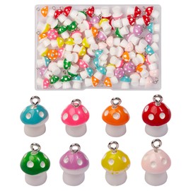 BEEFLYING 80 Pcs Mushroom Pendant Charms Colorful Mushroom for DIY Bracelet Necklace Jewelry Keychain Crafts Making