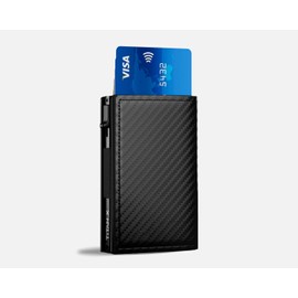 TITAN X Trifold Wallet | Minimalist Slim Metal and Leather anti RFID Wallet | Wallet for Men | Front Pocket Minimalist Wallet, Slim Wallet, Gift Boxed (Carbon Fiber)