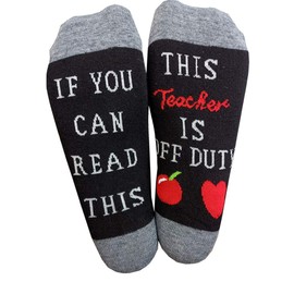 'IF YOU CAN READ THIS THIS NURSE IS OFF DUTY' Nurse Gift Casual Socks Nurse Socks for Women (black)