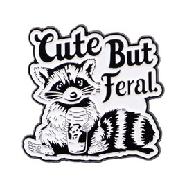 Cute But Feral Raccoon Enamel Pin – Funny Cartoon Lapel Brooch for Backpacks, Jackets, Hats & Bags – Quirky Novelty Accessory for Adults, Teens & Kids