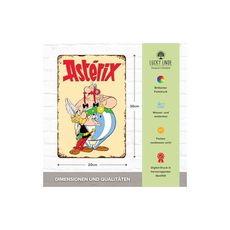 LUCKYLINDE - Retro Tin Sign, Asterix and Obelix, French Cult