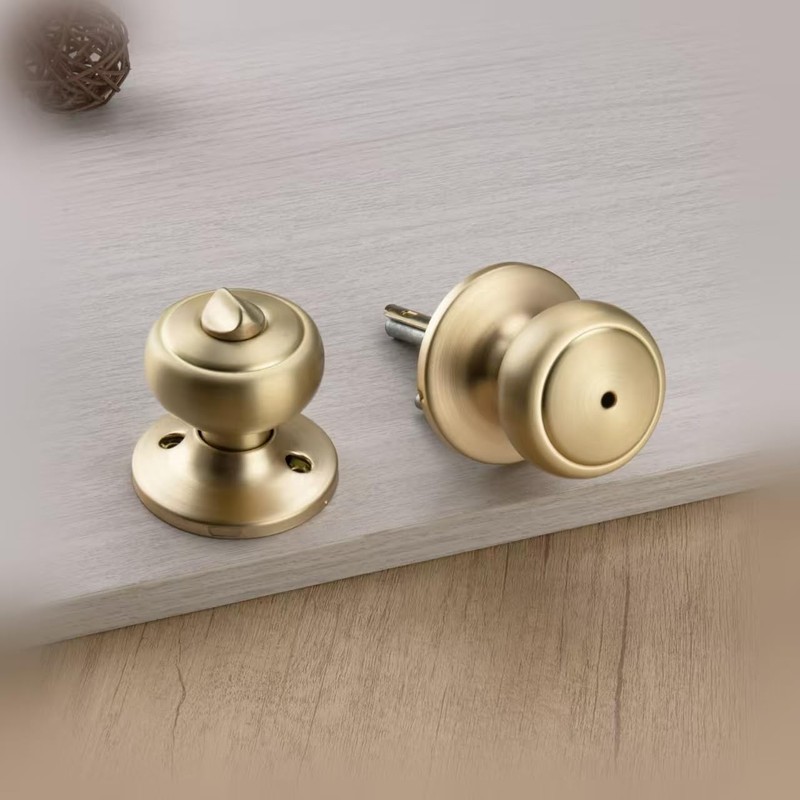 NCSEN Gold Door Knobs,Interior Door Knob with Lock,Coastal Style Satin