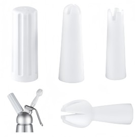 Whip Cream Dispenser Head,4 Pcs White Cream Whipper Replacement Parts Kit, Cream Whipping Dispenser, Whipped Nozzle,Whipped Cream Dispenser Replacement Parts, for Most Whipped Cream Dispensers