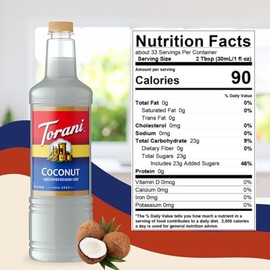 Torani Coconut Syrup 1L with Pump – Coffee, Cocktails & Smoothies