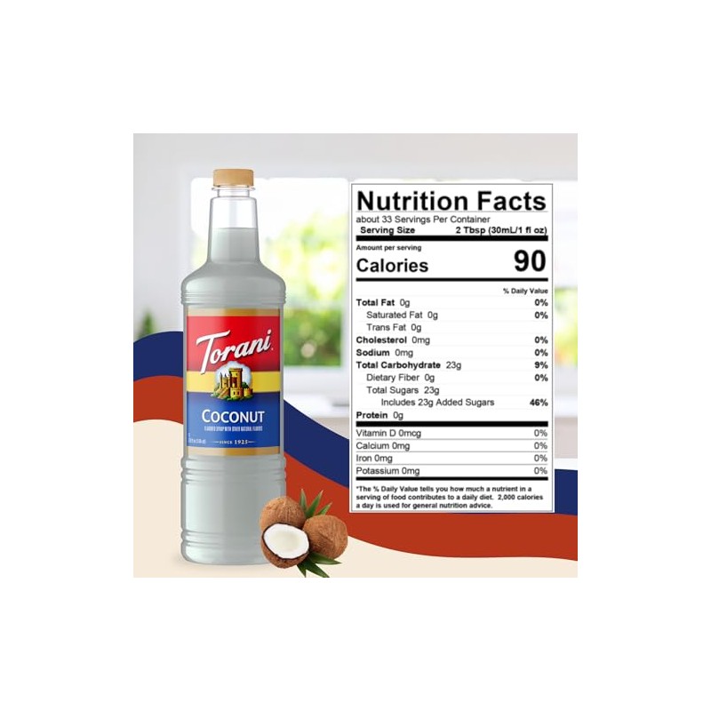 Torani Coconut Syrup 1L with Pump – Coffee, Cocktails &
