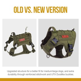 OneTigris Tactical Dog Harness,No-Pull Dog Vest with Leash Clips,Dog Harness Adjustable for Hiking Training Outdoor Dogs(Ranger Green, Medium)