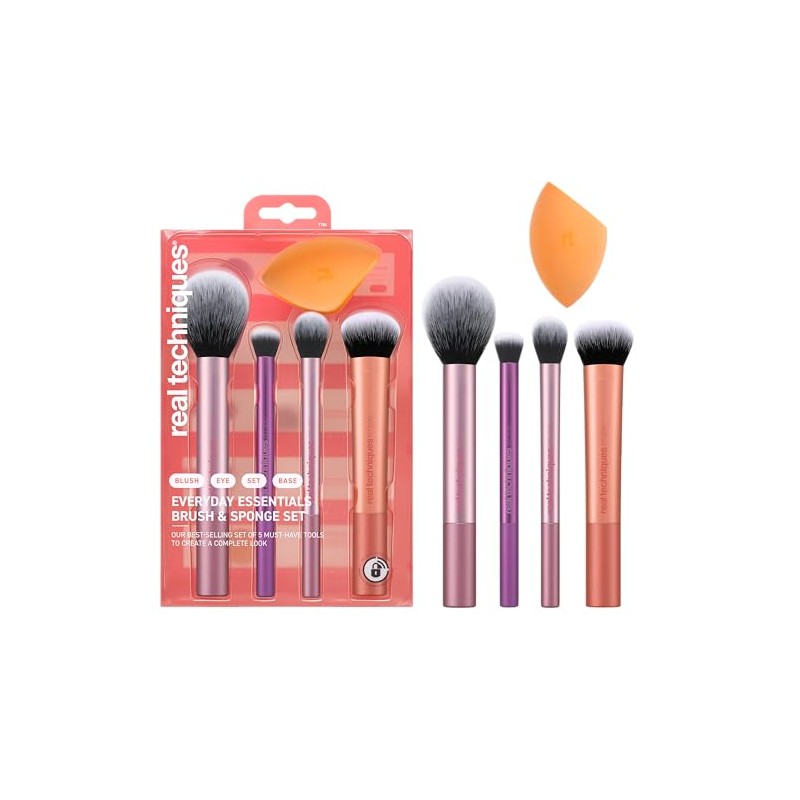 Real Techniques, Everyday Essentials, Set de Brochas de Maquillaje con