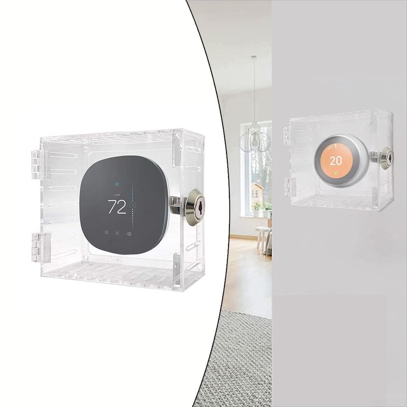 Universal Thermostat Guard with Lock, Clear Acrylic Thermostat Lock Box