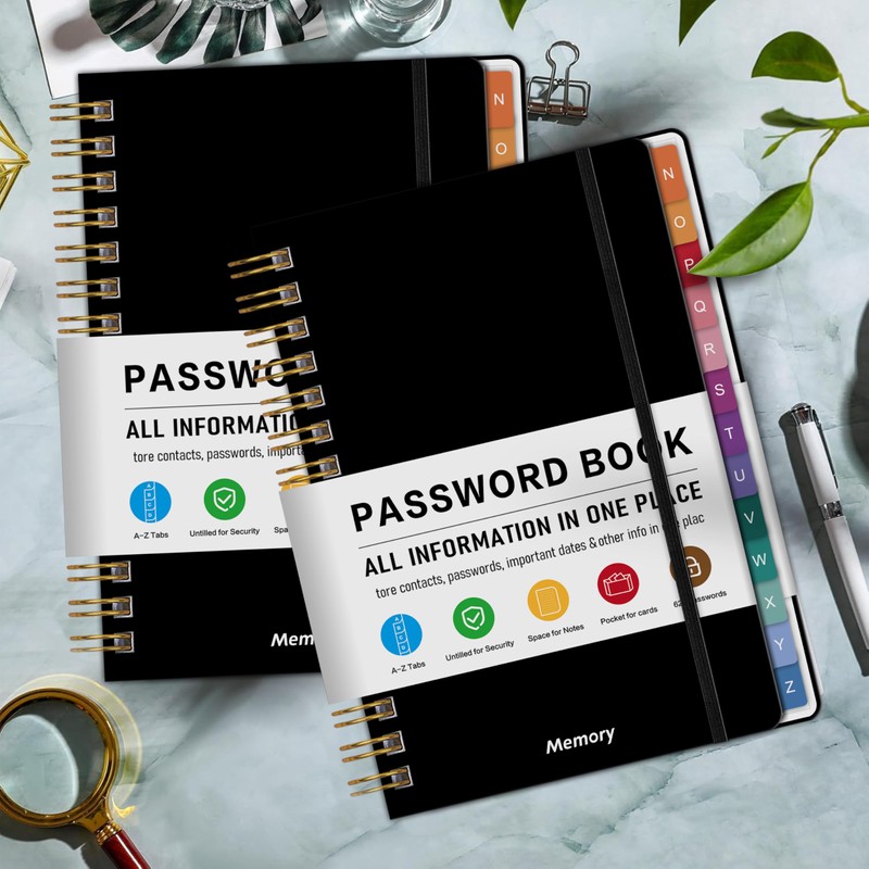 Spiral Password Book with Alphabetical Tabs – 4" X 5.5"