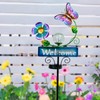 FOMOMDI Outdoor Solar Garden Lights with Welcome Sign, Butterfly Ornament