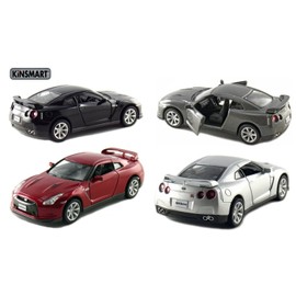 KiNSMART 2009 Nissan GT-R R35 SetOf4 5" 1:36 Scale Die Cast Metal Model Toy Car w/ Pullback Action