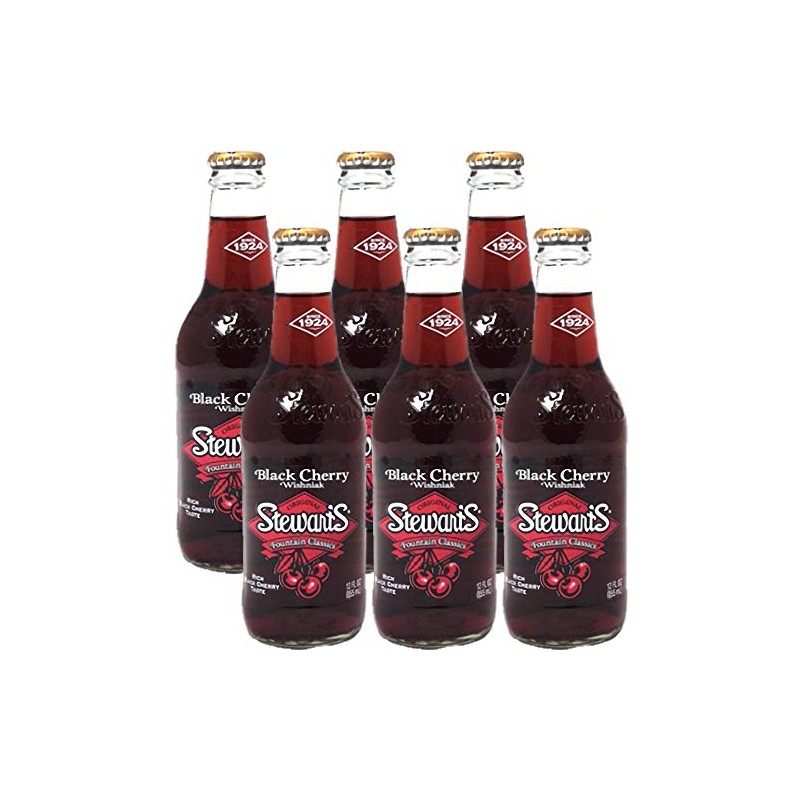 Stewarts Original Black Cherry Wishniak Soda 12 Oz Glass Bottle