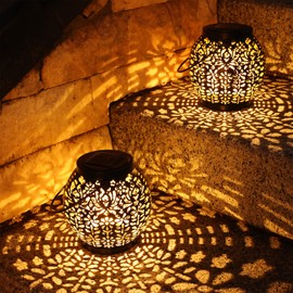 BrizLabs Solar Lantern for Outdoors, Pack of 2 Balcony Solar Lamp Outdoor Garden Lantern Hanging Solar Lights Waterproof IP65 for Garden Walkway Patio Patio Porch Lawn Yard Christmas, Warm White