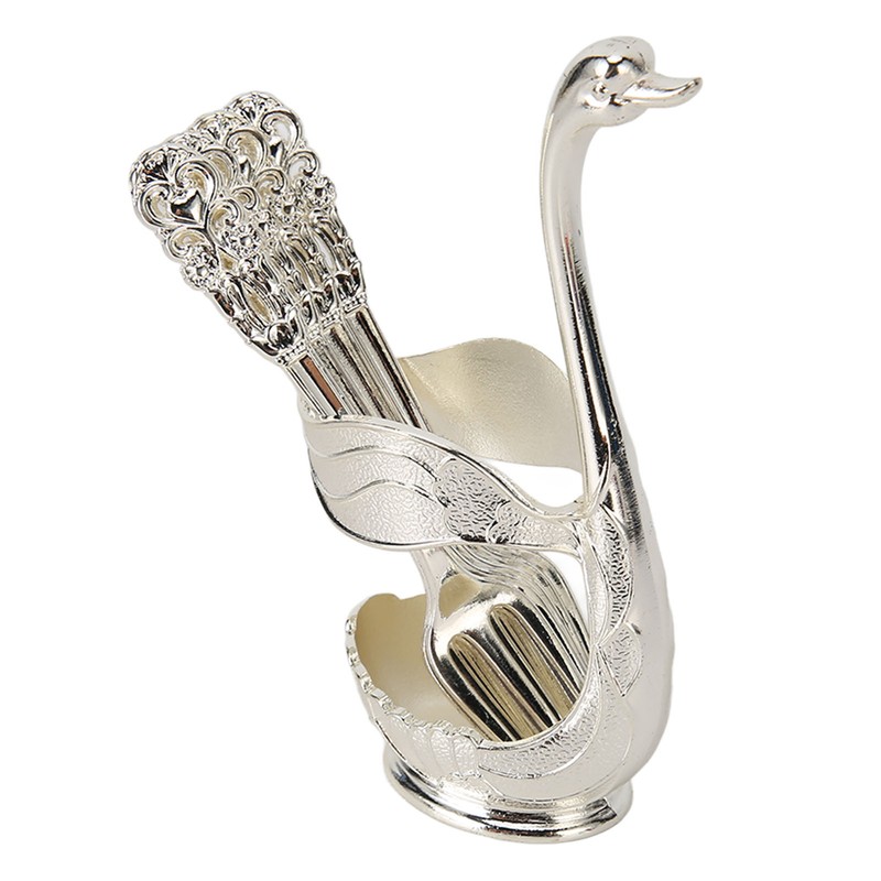 Swan Base Holder Forks Set Aluminum Silver Fashion Rustproof Decorative