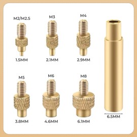 CXNXFD 6 Stück Lötkolben Einschmelzhilfe Set für Gewindeeinsätz Einschmelzmuttern M2 M3 M4 M5 M6 M8 Kompatibel mit 3D Drucker Zubehör,Universal 936 Lötkolbenspitzen