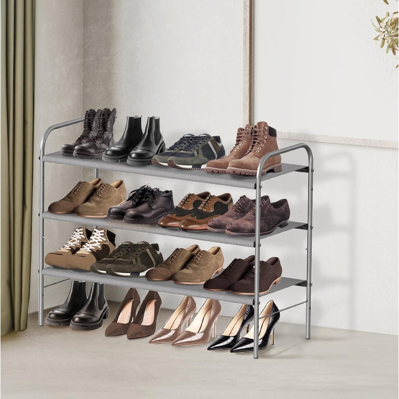 Simple Houseware 3-Tier Shoe Rack Storage Organizer, Grey – Space-Saving