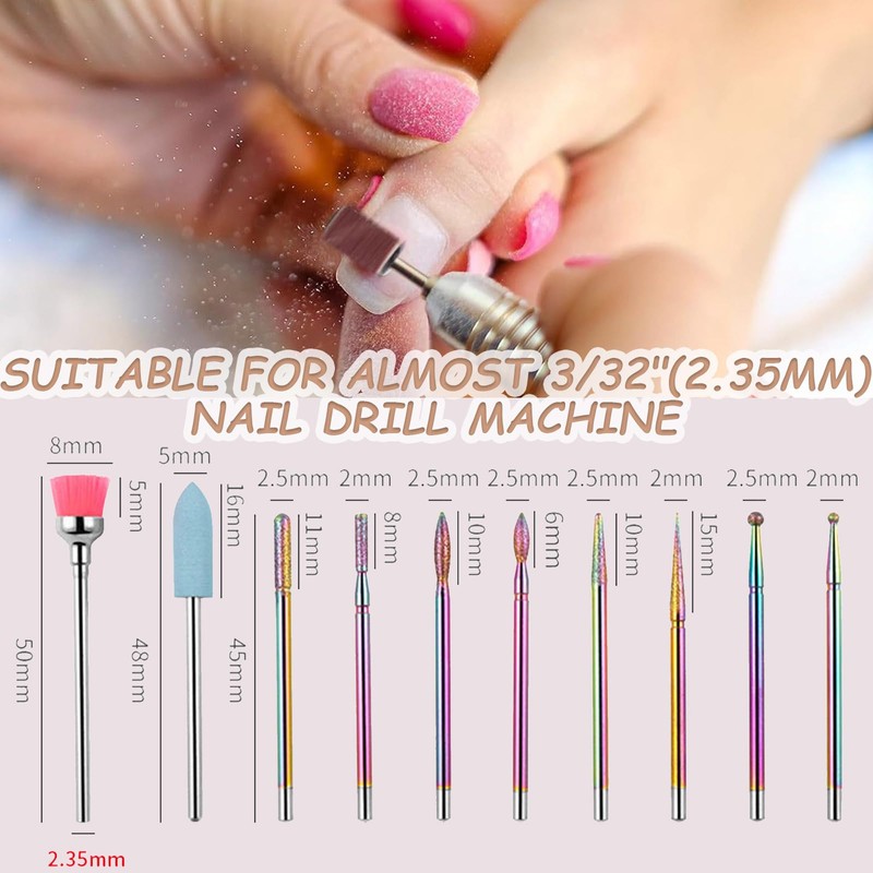 KASESSS 10 Pieces Efile Nail Drill Bits, Electric Nail File