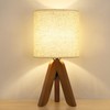 HAITRAL Wooden Tripod Table Lamp with Brown Base, Small Table