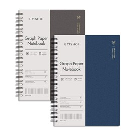 EMSHOI Graph Paper Spiral Notebook 7.48" x 10.15" - 2 Pack 320 Pages 100gsm Thick Grid Paper, B5 Graph Paper Notebook, Plastic Hardcover Journals for Writing Engineering Graphing Work School Supplies