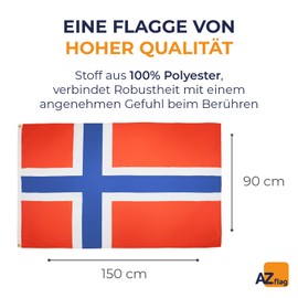 AZ FLAG Flagge NORWEGEN 150x90cm - NORWEGISCHE Fahne 90 x 150 cm - flaggen Top Qualität
