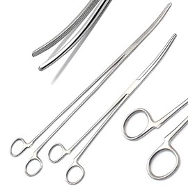 AAProTools New 2PC Fishing Set 12" + 16" Curved HEMOSTAT Forceps Non-Locking Clamps Stainless Steel