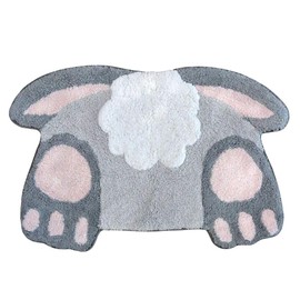Celebrate Easter Bunny Tail Bath Rug, Spring Bathroom Decor, Plush Cotton Pile 20 x 30 Inches