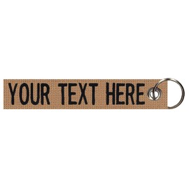 Custom Double Sided Grommeted Crate/Luggage Tags, Over 50 Fabrics, Made of Name Tape Material. Coyote Tan Webbing