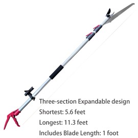 REAYEAXN 4.6-10ft Extendable Tree Pruner Long Handle Trimmer with Pole Saw, Aircraft-Grade Aluminum Alloy Telescoping Fruit Picker Pole Tools for Branches Bypass Lopper