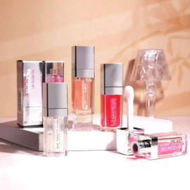 Hidratante Lip Glow Oil, Hidratante Lip Oil Gloss Transparent Plumping Lip Gloss, Pincel Grande Cabeça Não Pegajosa Nutrição de Longa Duração, Bálsamo Labial Colorido para Cuidados com os Lábios