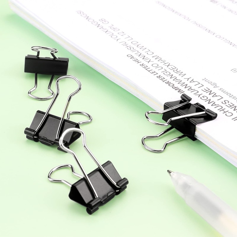 ZZTX Black Binder Clips Paper Clamps Clips Small Size, 0.75