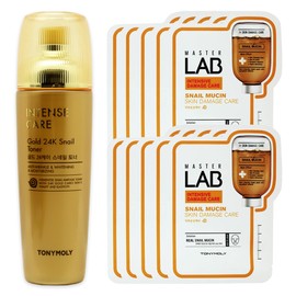 Tony Moly Intense Care Gold 24K Snail Toner + Master Lab Snail Mucin Mask Sheet 10 sheets free / 토니모리 인텐스 케어 골드 24K 스네일 토너+마스터랩 달팽이뮤신 마스크시트 10매 증정