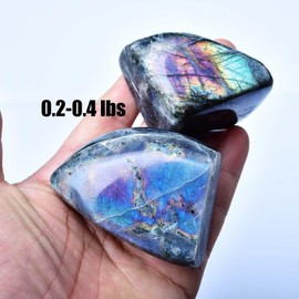 FZBHRO Large Purple Labradorite Rock Polished Slab Block Healing Crystal Palm Stone for Meditation Gift Home Decor Gemstone 2.6-3.0 Pound