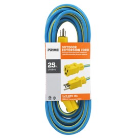 Prime KC506725 25-Foot 14/3 SJTW Kaleidoscope Heavy Duty Outdoor Extension Cord, Blue and Yellow